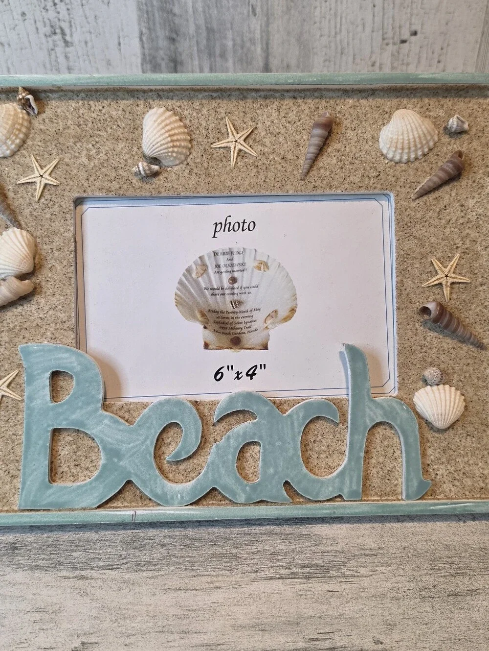 Beach Seashell Starfish Photo Frame 4x6 Aqua Coastal Nautical Decor NEW